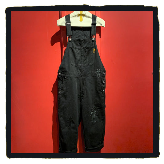 new arrival 5323-0701mbkhm200 cross patch denim overall