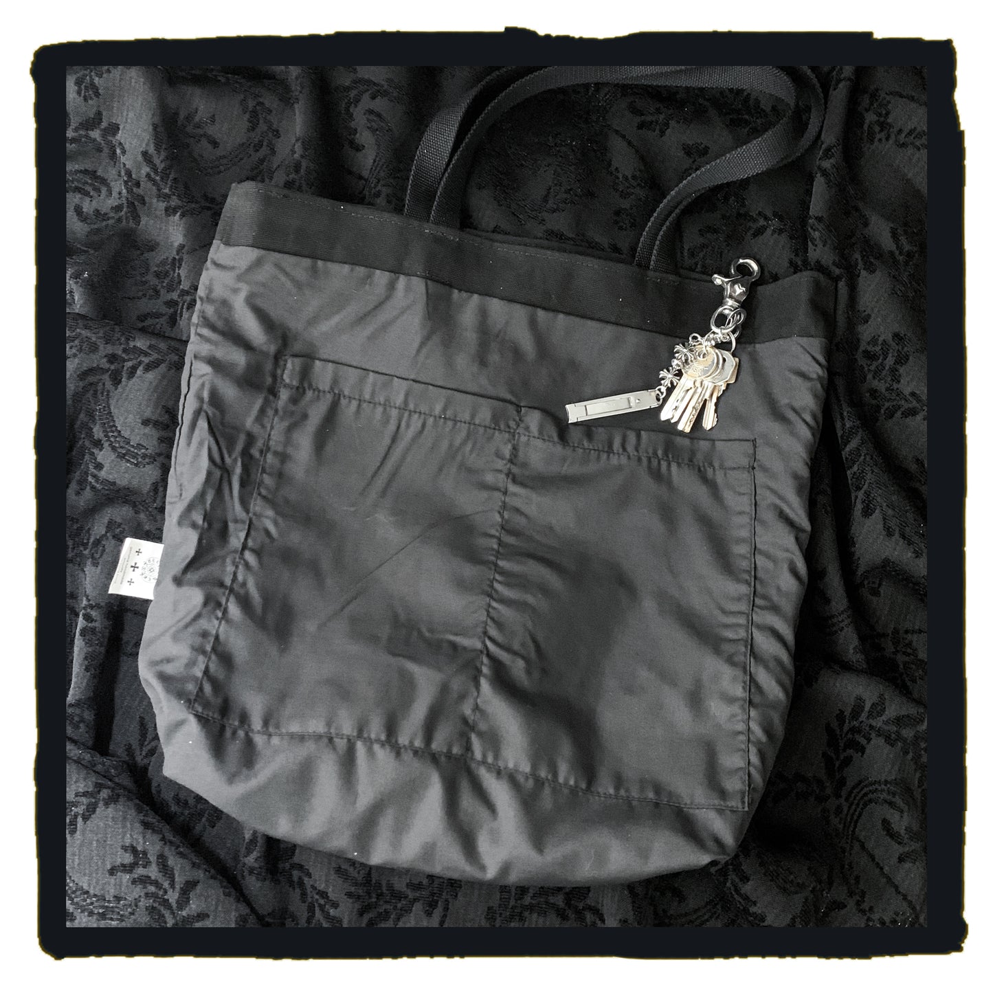 43-00 sc jr canvas tote bag with leather fancy maltese key ring clip