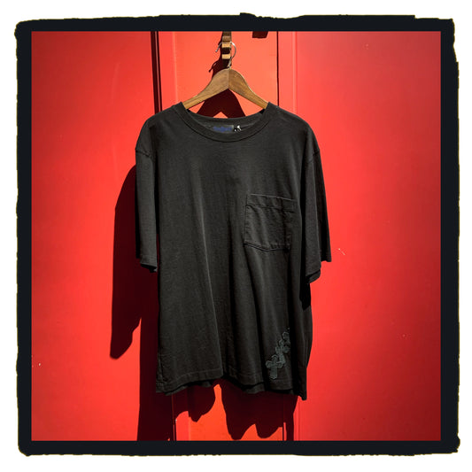 sale - leather cross patch pocket tee