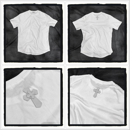 new arrival - 2-nation leather cross patch long tee