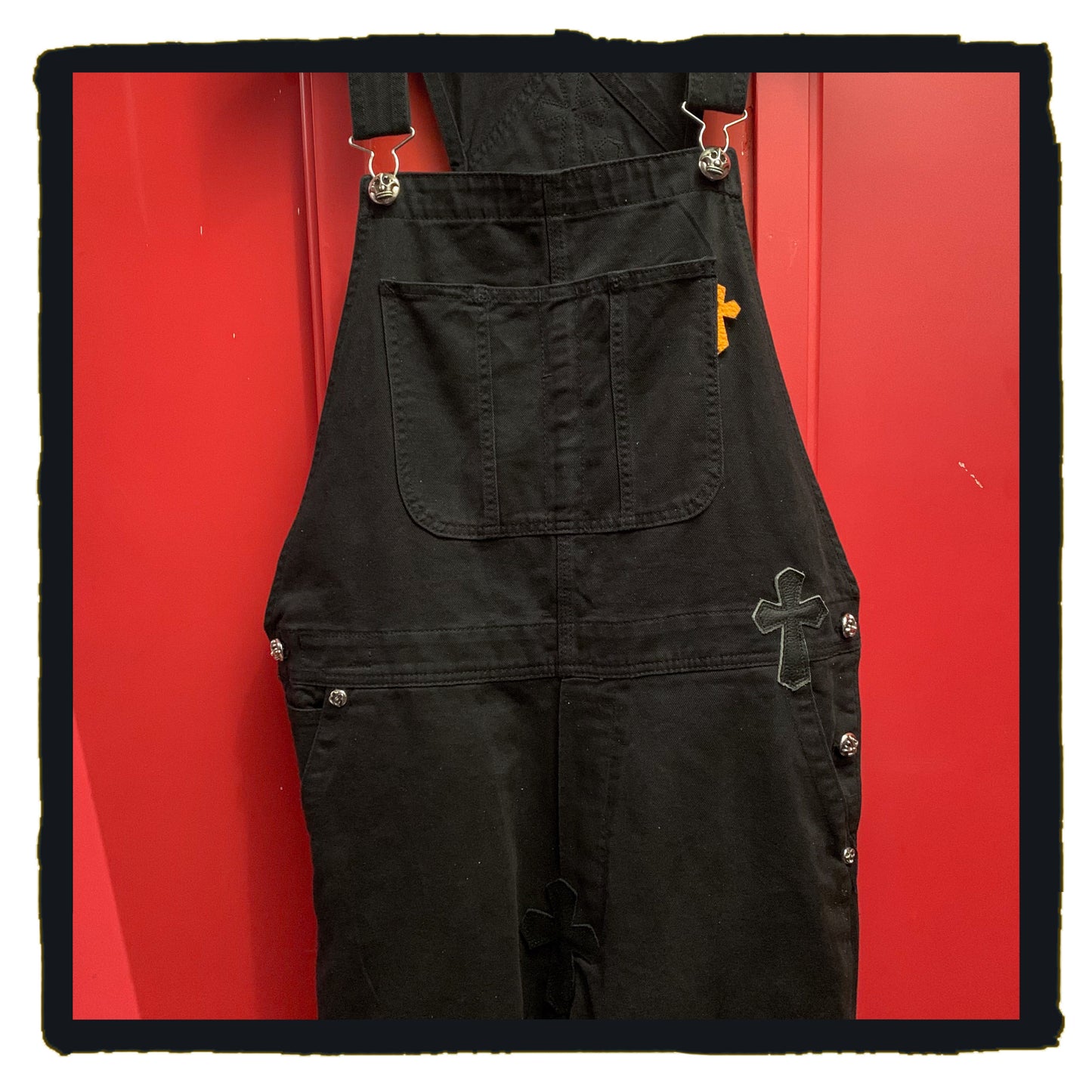 5323-0701mbkhm200 cross patch denim overall