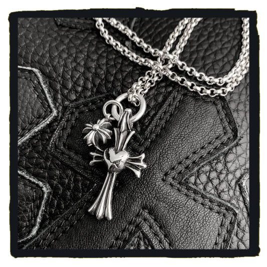 new arrival - r & r necklace with ch cross & tiny maltese charms