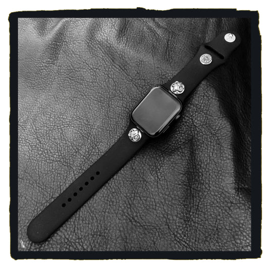 01-W0022LSBBK - I watch rubber strap / L stud fleur de lys