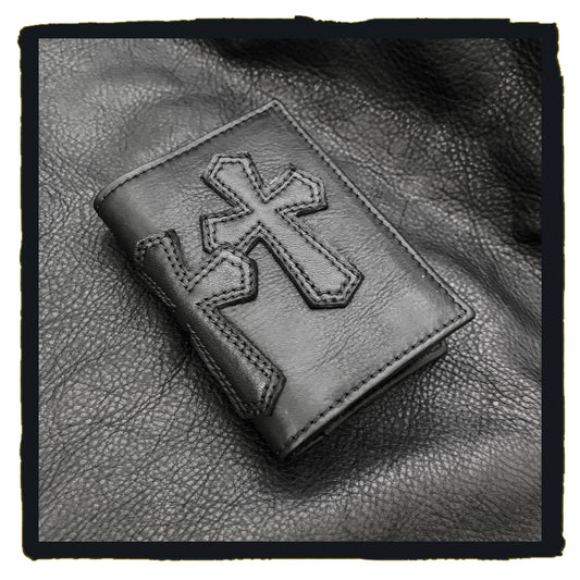20-LC044ABK - card case - da leather cross patch card case