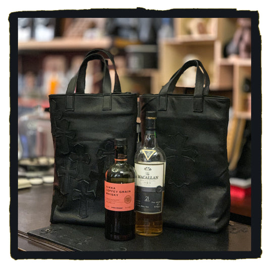 20-lb032abk leather cross patch wine bag