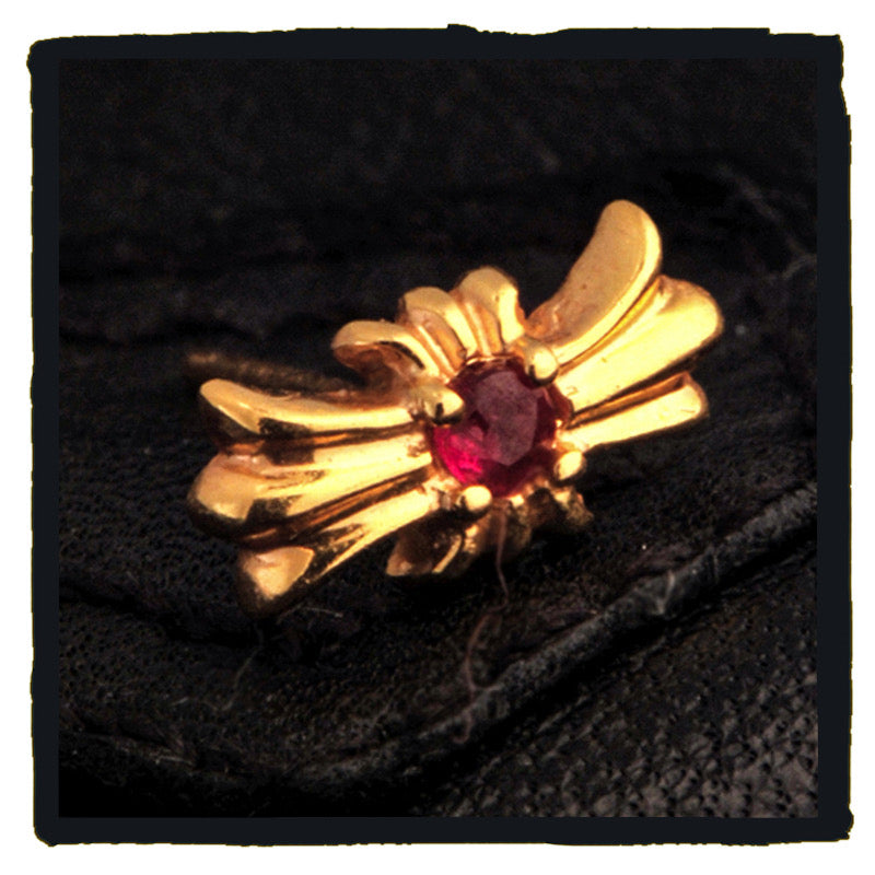 05-RE001B petit cross 22k gold ruby earring (price are for one)