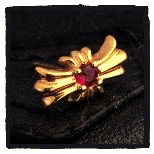 05-RE001B petit cross gold ruby earring (price are for one)