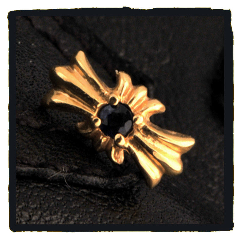 05-SE001B petit cross 22k gold sapphire earring (price are for one)