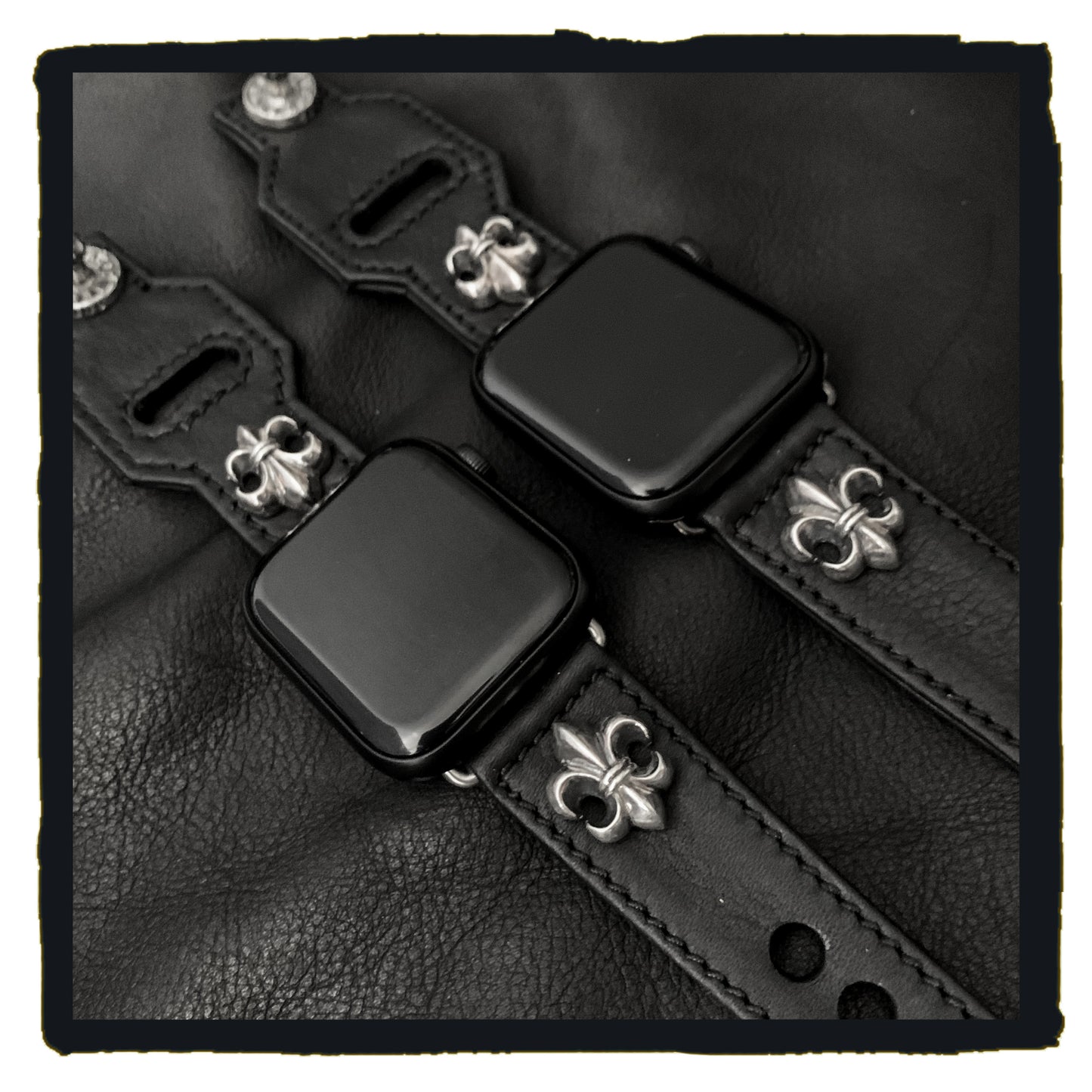 bespoke - leather md stud watch strap. (year 2021 12)