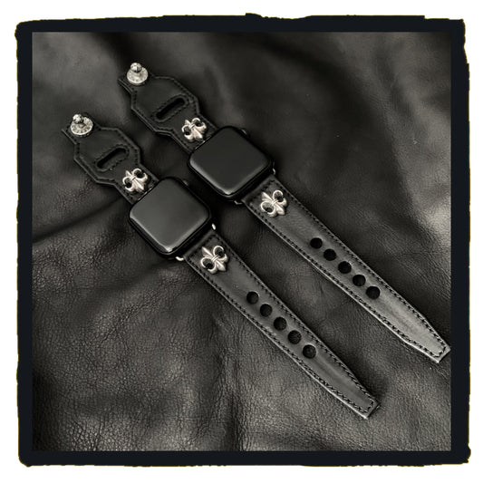 bespoke - leather md stud watch strap.  (year 2021 12)