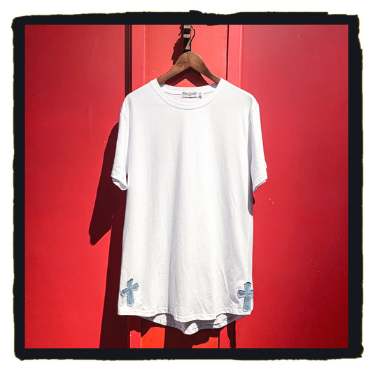 5223-0303wtb40 da denim cross patch long tee