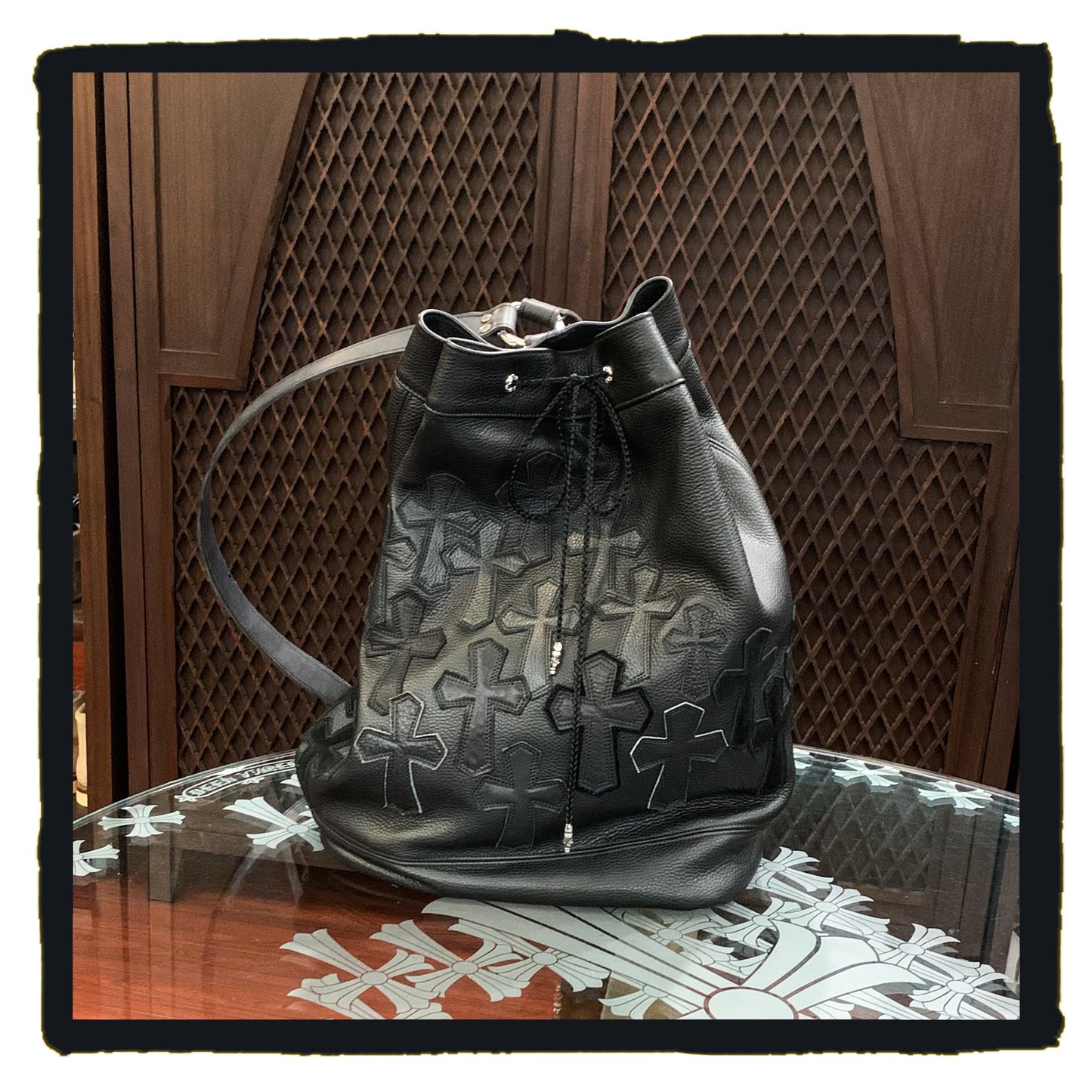 20-bp006a2211 da crosses tie up leather backpack