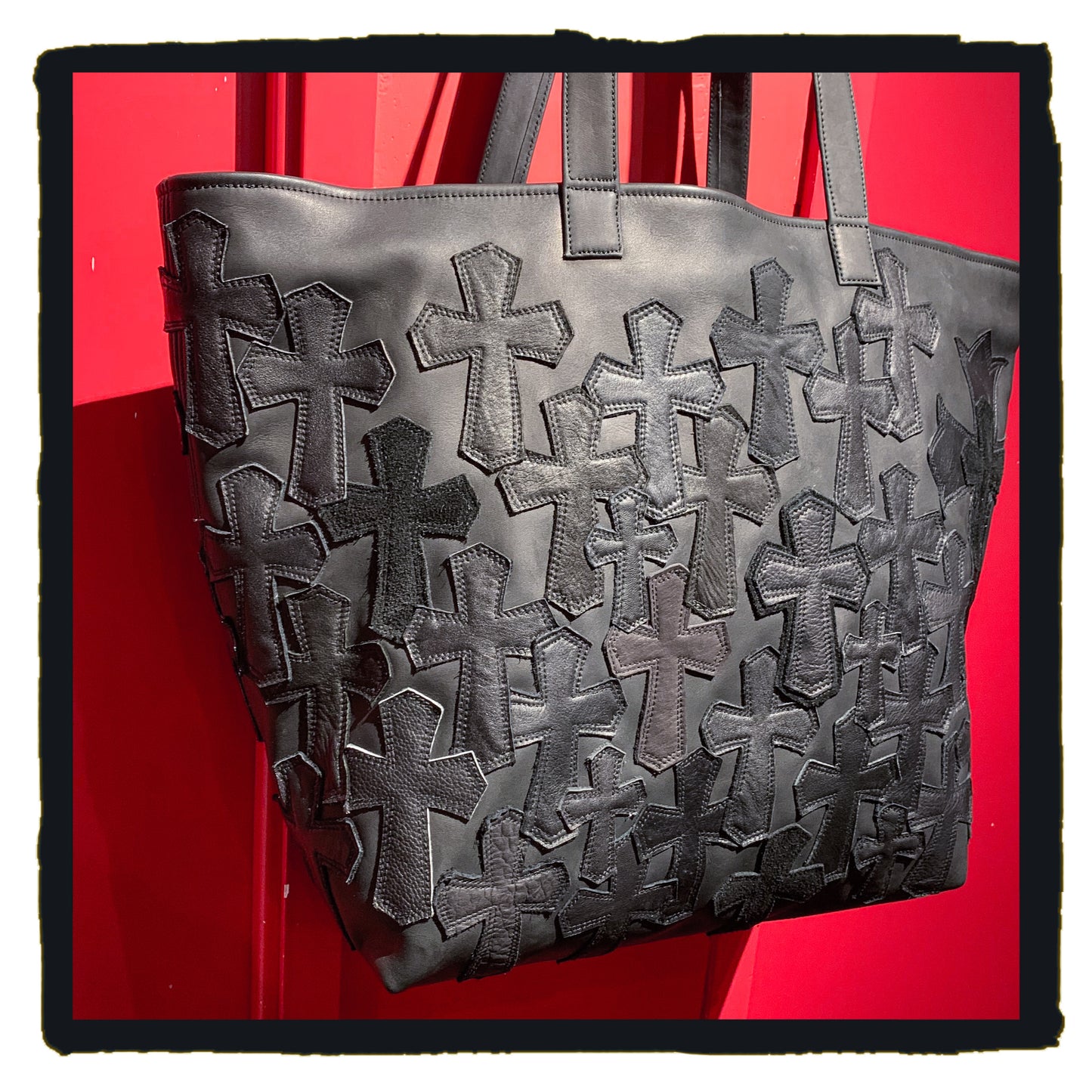 new arrival 20-LB027BBK da grave cross patch tote bag