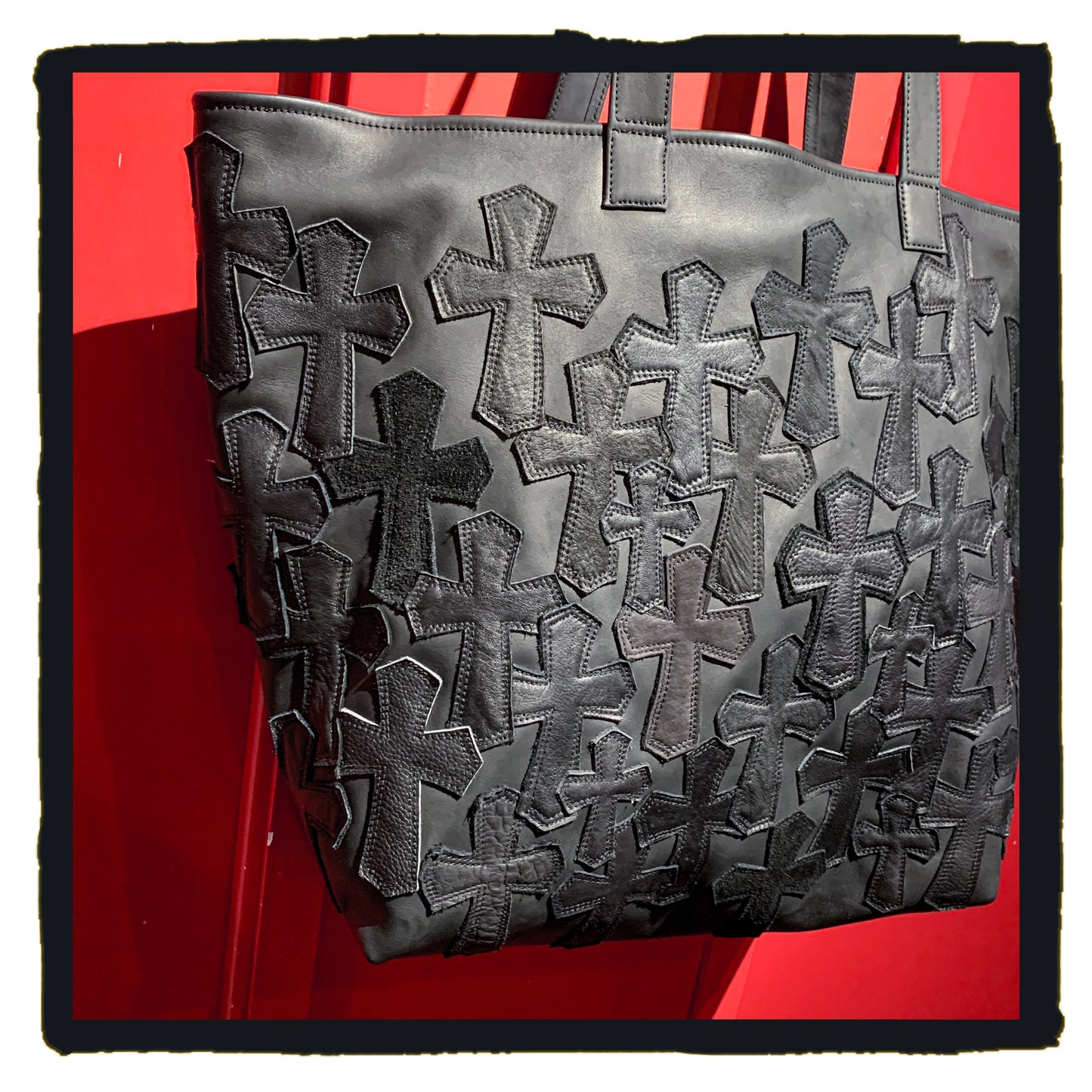 new arrival 20-LB027BBK da grave cross patch tote bag