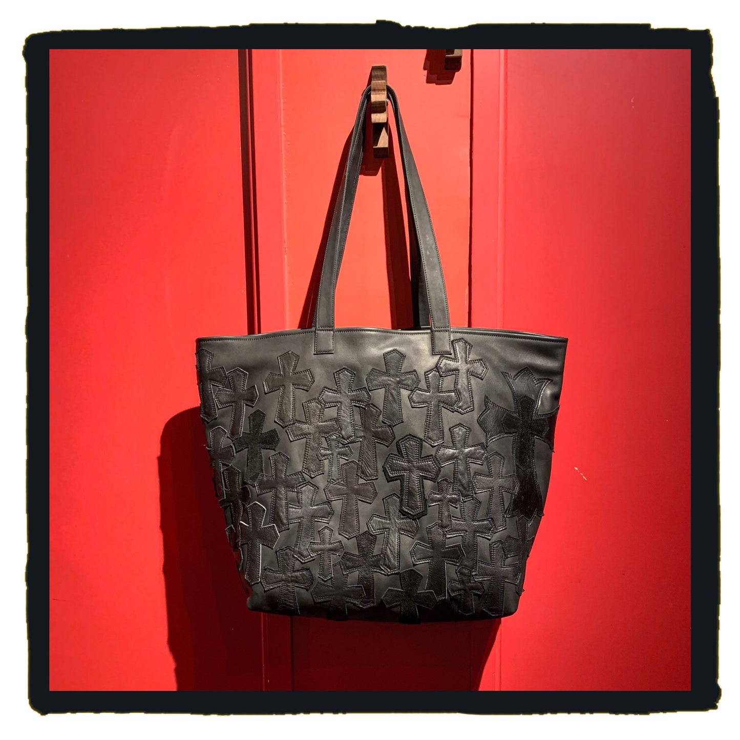 new arrival 20-LB027BBK da grave cross patch tote bag