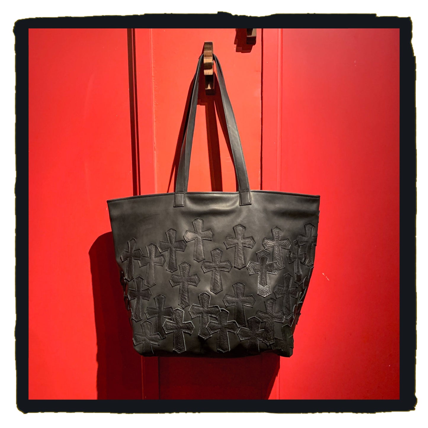 new arrival 20-LB027BBK da grave cross patch tote bag