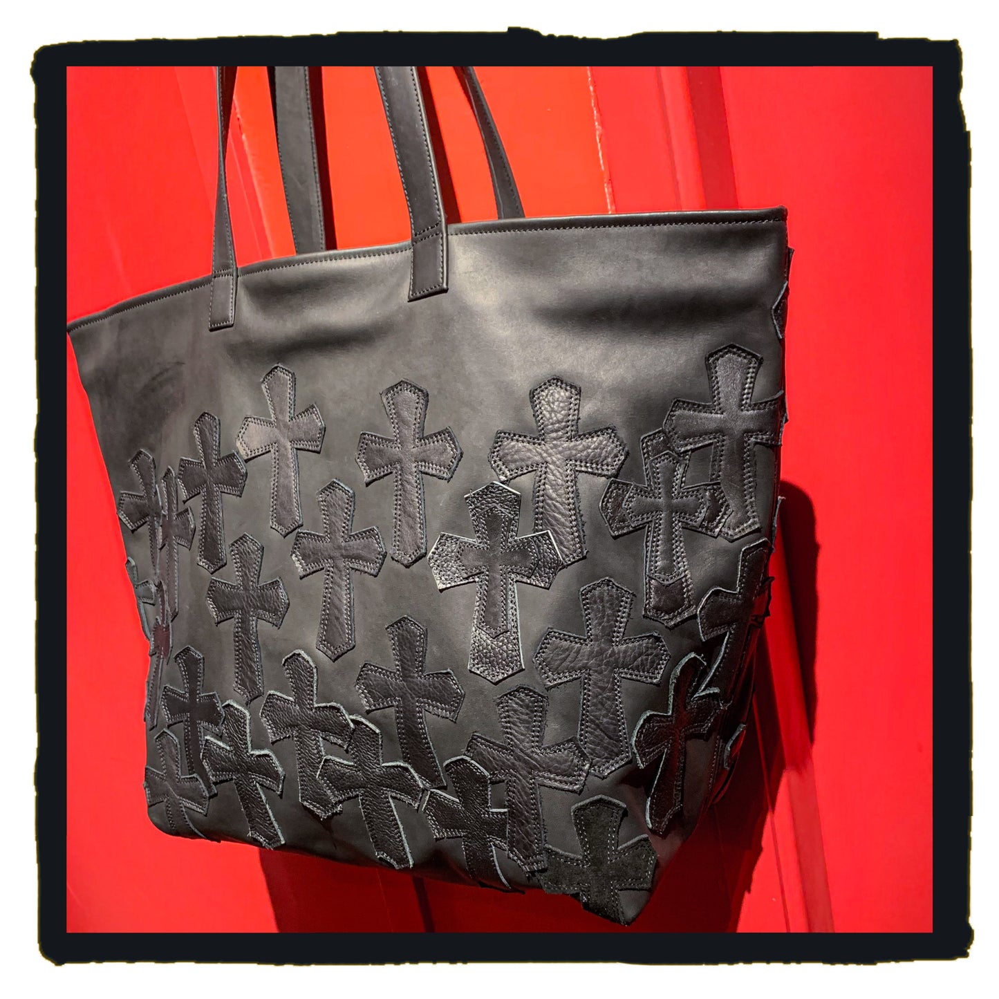 new arrival 20-LB027BBK da grave cross patch tote bag