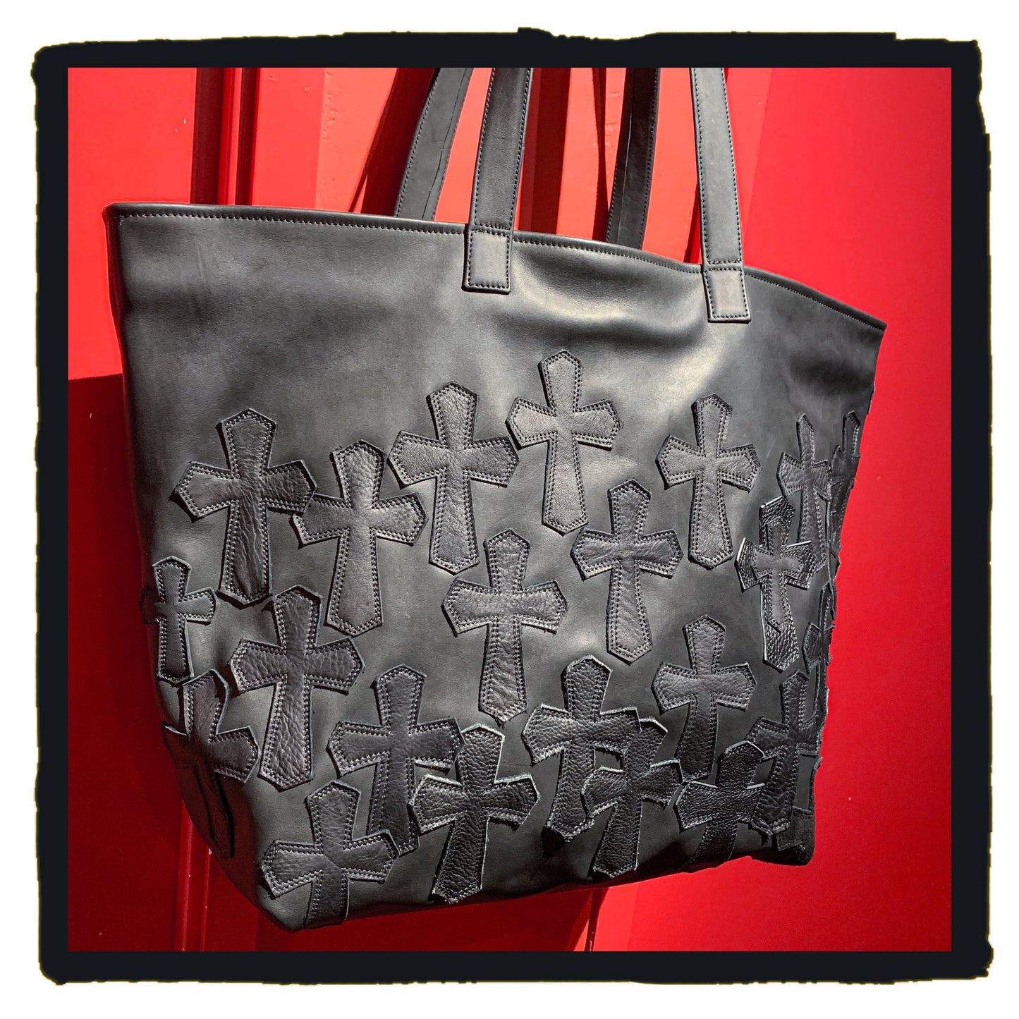 new arrival 20-LB027BBK da grave cross patch tote bag