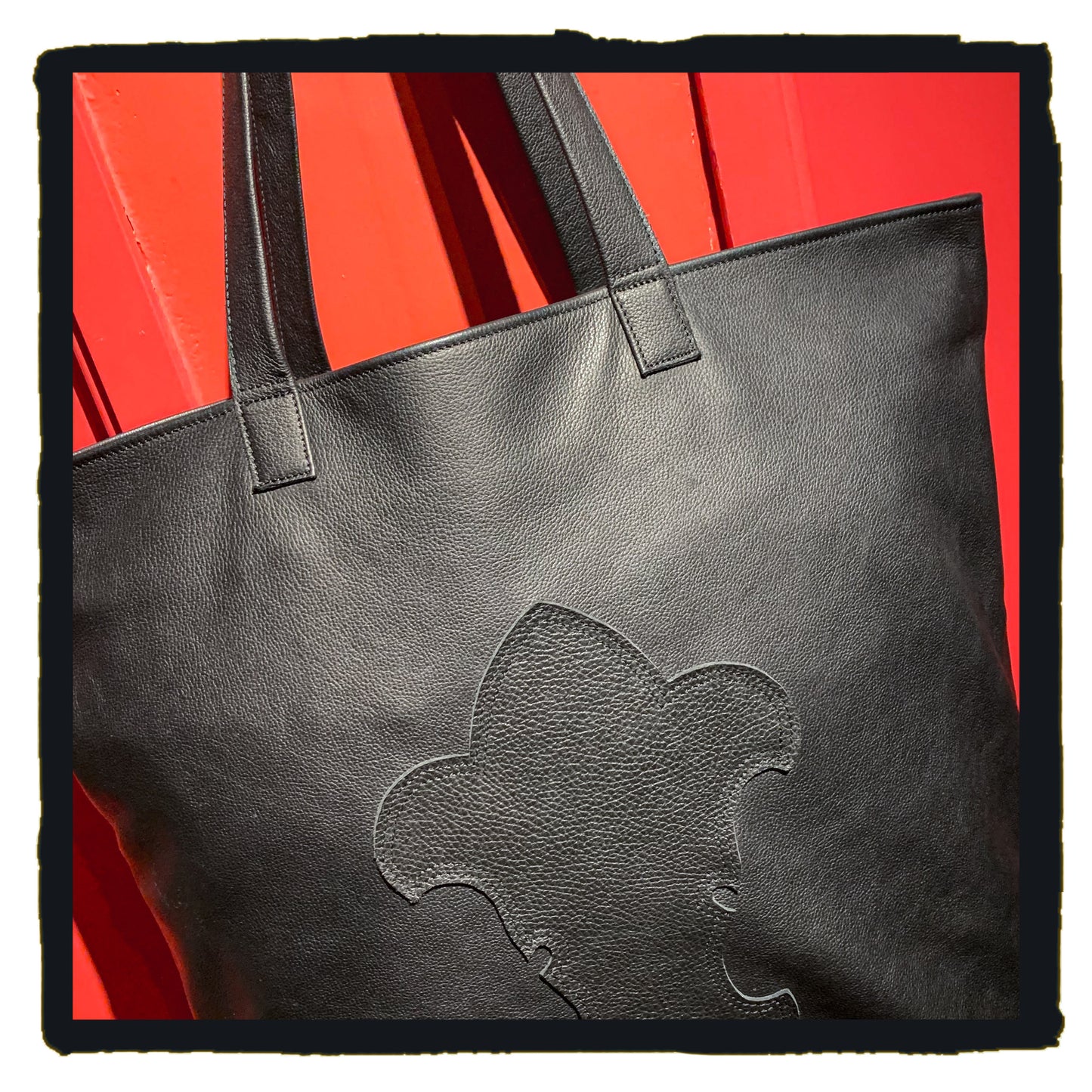 20-LB027CBK da giant fleur de lys patch tote bag