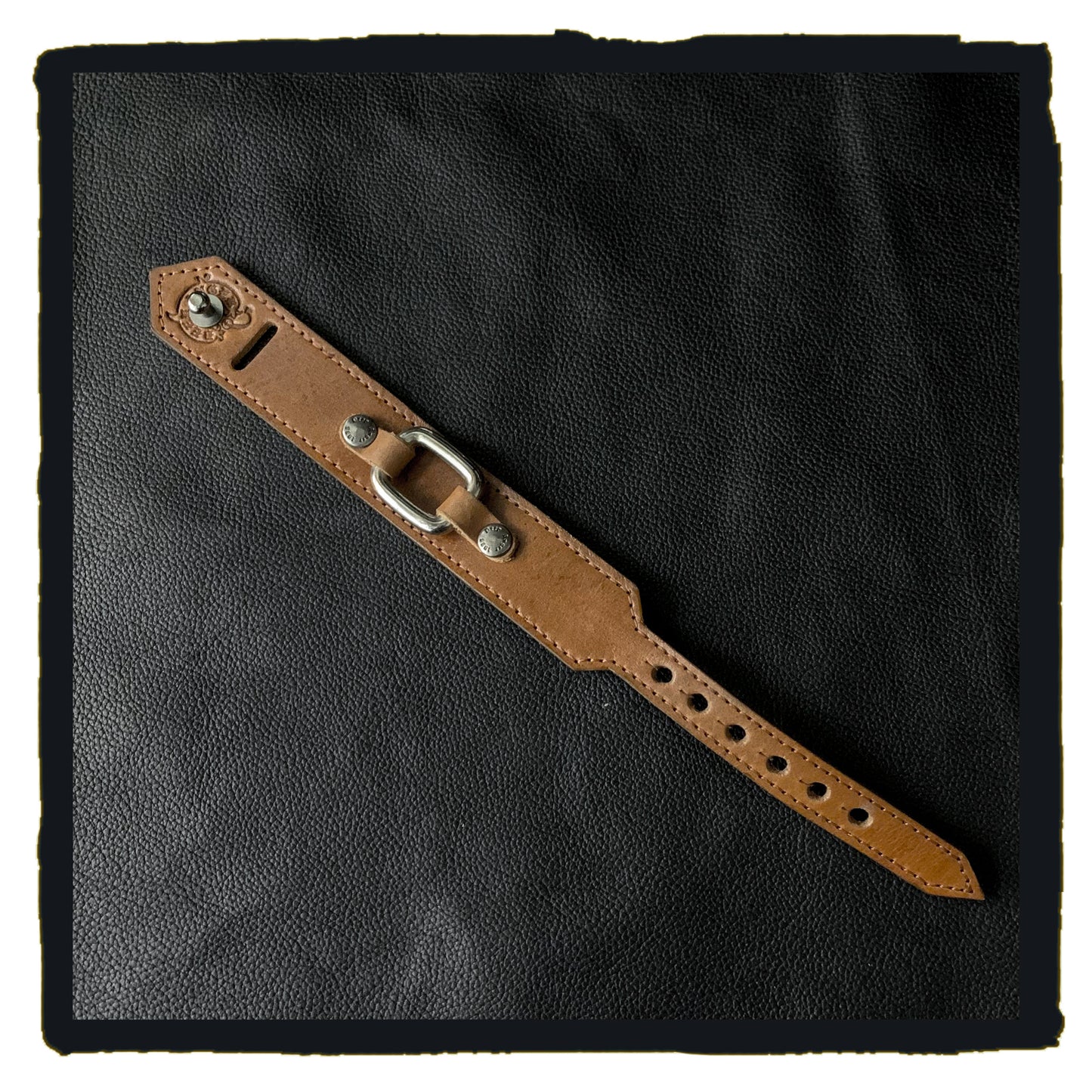 SALE - 12-BR0003bn "square rings" trekker leather strap 80% off