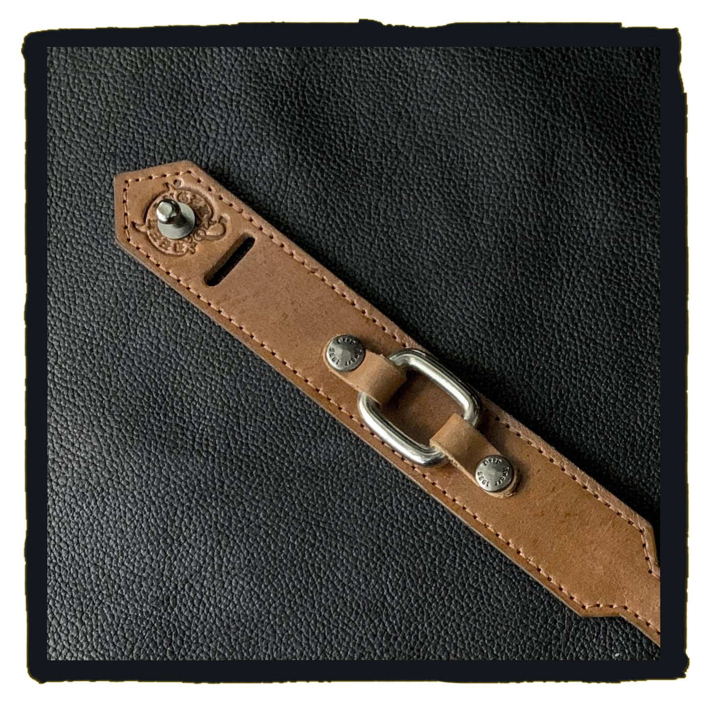 SALE - 12-BR0003bn "square rings" trekker leather strap 80% off